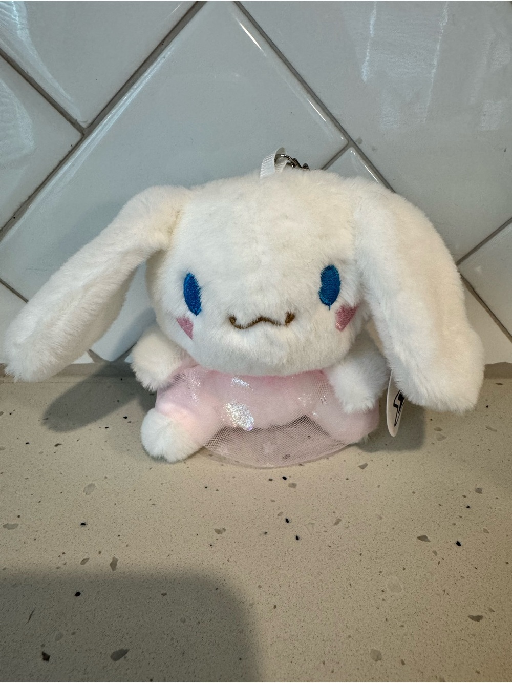 Sanrio Cinnamoroll Plush Keychain with Pink Dress